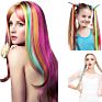 Colored Hair Extensions for Kids Girls 22Inch Rainbow Hair Clip in Hair Multicolor Straight Party Highlights Synthetic Hairpiece