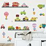 Colorful Diy Gift Removable Cartoon Bus Cars Truck and Bikes Road Traffic Wall Stickers Living Room Kids Room Door Stickers