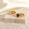 Colorful Enamel Stainless Steel Jewelry Smiley Happy Face Rings for Women 18K Gold Plated Signet Ring Tarnish Free