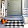 Cotton Washable Carpet Woven Black White Check Pattern Buffalo Plaid Rug Floor Mat Indoor Mat