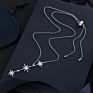 Creative 925 Silver Pendant Necklace Six Star Necklace Female with Diamond Sweater Chain