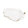 Creative Green Plant Lotus Leaf Shaped Ring Holer White Trinket Plate with Gold Rim