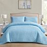 Crinkle Seersucker Fabric Bedding Set King Size Gray Quilt Cover Pillow Set 3-Piece