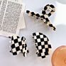 Cross-Border French Irregular Acetate Hair Claw Clip Black and White Board Checkered Large Shark Hair Clip for Women