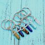 Crystal Key Chains Hexagonal Column Natural Stone Key Rings Tiger Eye Keychains Promotional Gifts