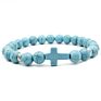 Cuff Turquoise Mixed Natural Mala Gemstone Crystal Charm Bead Wrap Adjustable Stone Bracelet with White Unisex Women Dainty