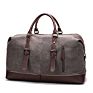 Customization Tote Travel Bag Vintage Canvas Pu Leather Trim Shoulder Mens Weekend Travel Duffel Bags