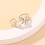 Customize Double Opening Design Adjustable Star Moon Zircon Diamond Wedding Rings Silver Jewelry Women