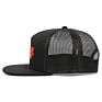 Customized 5 Panel Black Flat Brim Structured Embroidered Logo Mesh Back Snapback Closure Trucker Hat