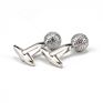 Customized Logo Great round Silver Golf Ball Men Business Cufflinks