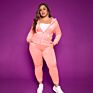 Cute plus Size Women Clothing Long Sleeve Velvet Hoodie Jogger Two Piece Shirt and Pants Set Outfits Fall 5Xl 2 Pc Blazer Sets