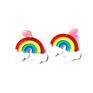 Cute Rainbow with Clouds Laser Cut Acrylic Glitter Stud Earrings for Women