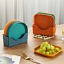Cute Vintage Fruit Dish Unbreakable Square Dinner Plates Plastic Plate Set