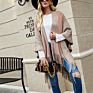 D12226 Style Loose Casual Stripe Print Tassels Cardigan Ladies Sweater Tops Knitted Jacket