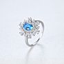 Daidan Wedding Rings Engagement Silver Ring 925 Sterling Oval Blue Green Flower Shape Gemstone Rings