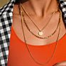 Dainty 18K Gold Curb Chain Coin Disc Pendant Necklace Multilayer Layered Stacking Necklace for Women Jewelry