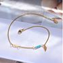 Dainty Charm Titanium Steel Anklets Chain Blue Turquoise Bead Wing Pendant Anklet Ankle Bracelets Woman Foot Jewelry