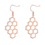 Dainty Gold Plated Stainless Steel Beehive Honeycomb Dangle Earrings