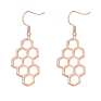 Dainty Gold Plated Stainless Steel Beehive Honeycomb Dangle Earrings