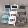 Decorative Torched Wood Easel Style Chalkboard Stand with 3 Tier Display Shelves