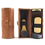 Deluxe Portable Shoe Care Shine Kit with Brown Pu Leather Case