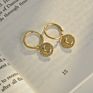 Design 14K Gold Plated Stainless Steel Irregular round Moon Pattern Charm Earrings for Women