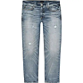 Design Pocket Button Light Wash Vintage Ripped Skinny Blue Pants Jeans Men