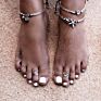 Design Retro Silver Plated Starfish Anklet Simple Bohemian Double Layer Beaded Chain Starfish Anklet for Women