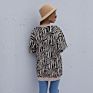 Direct Drop Shipping Zebra Skin Pattern Long Sleeve Cropped Knitwear Women V-Neck Vintage Cardigans with Two Pockets