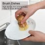 Direct Kitchen Cleaning Brush Bamboo Short Handle round Dish Brush Exquisite Gift