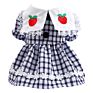 Dog Costumes Black and White Plaid Princess Lace Collar Red Apple Little Lace Teddy Cute Temperament Pet Dog Skirt