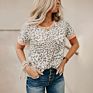 Dresses Women Lady Elegant Loose Casual T-Shirt Contrast Leopard Print Short Sleeve Contrast Leopard Print Short Sleeve