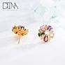 Dtina Gold Necklace Jewelry Sets Gold Plated Earrings Colorful Crystal Jewelry for Ladies