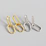 Dylam Heavy Metal Earrings 925 Drop Earing Gold Large Square Hoop Statement Wap U Shaped Geometric Earring