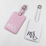 Easetrip High End Luggage Tag Embroidery Leather Mr and Mrs Luggage Tag and Passport