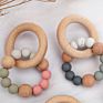 Eco-Friendly Baby Teething Toy Non-Toxic Wooden Bracelet Teething Bpa Free Silicone Teether Wooden Bracelet Teethers