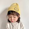 Ee282 Knit Beanies Kids Smile Face Knitted Beanie Hats Skull Cap Slouchy Cuffed Smile Printing Toddler Warm Beanie Caps