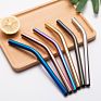 Eeo-Friendly Reusable Drinking Straws Set with Bag Customized Logo 304 Stainless Steel Metal Straw