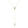 Elegant Long Cross Pendant Necklace Religious Rosary Necklace Dainty Gold Plated Cross Necklace for Women