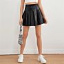 Elegant Style Casual High Waist Leather Skirt Pu Pleated Skirt