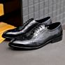 England Formal Official Business Cowhide Genuine Leather Brogue Derby Dress Shoes Suit Shoes