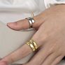 Enshir 18K Gold Plated Geometric Double Layer Adjustable Rings for Women Jewelry