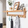 Entryway Wall Mounted Wooden Hanging Shelf with 4 Key Hooks