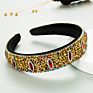 European and American Color Retro Court Style Full of Diamond Female Ruby Wide Edge Small Fragrance Hair Band