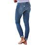 European and American Leopard Print Hole Patch Stretch Jeans Women's Fall/ Skinny Stretch Pencil Pants