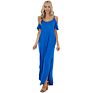 European and American Loose Waist Cotton Sling Dress Solid Color Ruffled Temperament Commuter Women's Dress