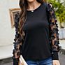 European and American Women's Black Transparent Long-Sleeved T-Shirt for Women's Casual Ladies in Spring And