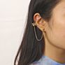 European Long Circle Link Chain Butterfly Clip on Earring Single One Piece Butterfly Stud Earring