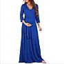 European Solid Color Dress Cross Deep V-Neck Drawstring Waist Three Quarter Sleeve Maternity Long Skirt