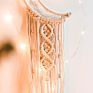 European Style Handmade Boho Home Decoration Cotton Tassel Moon Shape Macrame Wall Hanging Dream Catcher
